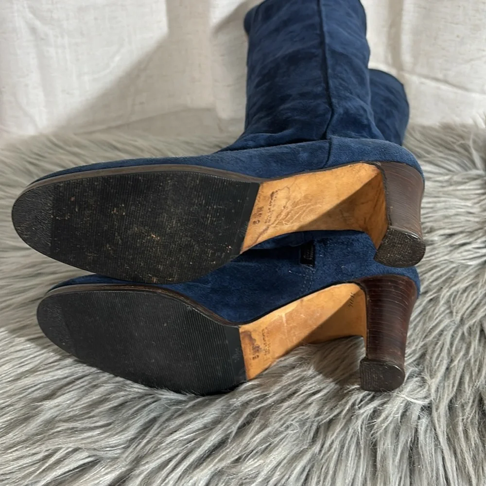 Vintage 70s Blue Suede Knee-High Women’s Boots